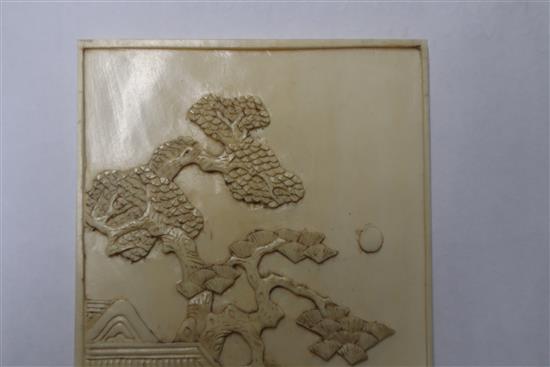 A Meiji ivory plaque 7.5 x 16.cm